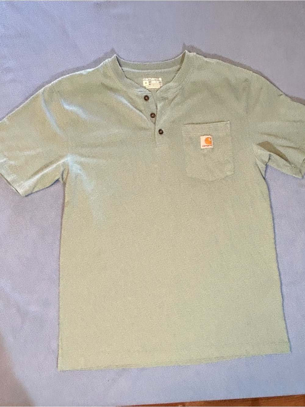 Carhartt Loose Fit Short-Sleeve Sage Green Henley Pocket Tee